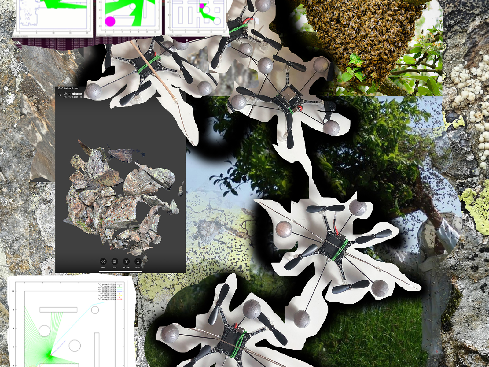 Digitale Bearbeitung eines Bildes mit weißen Blüten